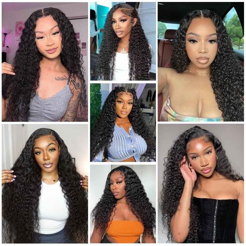 13x4 HD Lace Frontal Human Hair Deep Wave Ear to Ear Lace Frontal Closure Free Part 16 Inch Unprocessed Brazilian Curly Virgin Hair Extensions HD Lace Closure for Black Women Pre Plucked Natural Black
