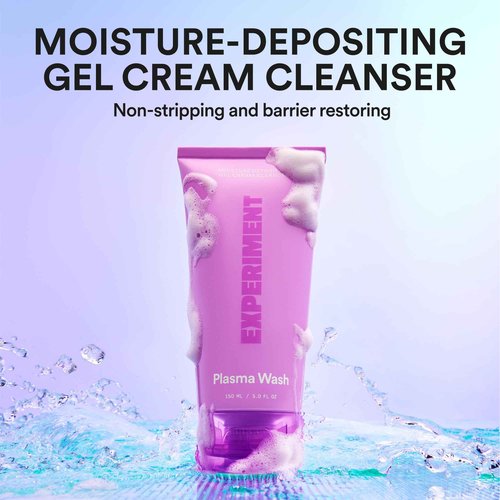 Experiment Plasma Wash Moisture Depositing Gel Cream Cleanser - Hydrating, Barrier Restoring, and Non-Stripping Face Wash with Glycerin and Jojoba Oil, 5.0 FL OZ - Gentle for All Skin Types