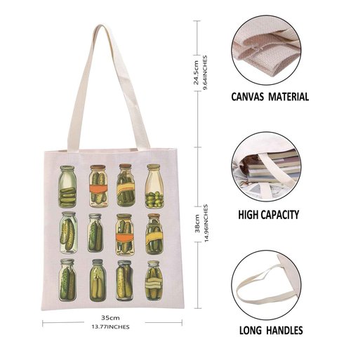 G2TUP Pickle Gift Pickle Lover Tote Bag Canned Pickles Handbag Pickled Food Enthusiasts Gift Canning Enthusiasts Gifts
