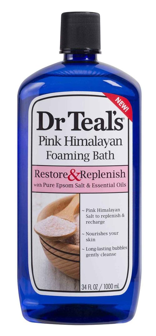 Dr Teals Pink Himalayan Bath Variety Gift Set (2 Pack, 82oz Total) - 34oz Foaming Bath, 48oz Bath Soak - Restore & Replenish Formula - Essential Oils Blended with Pure Epsom Salt - Ease Aches & Stress