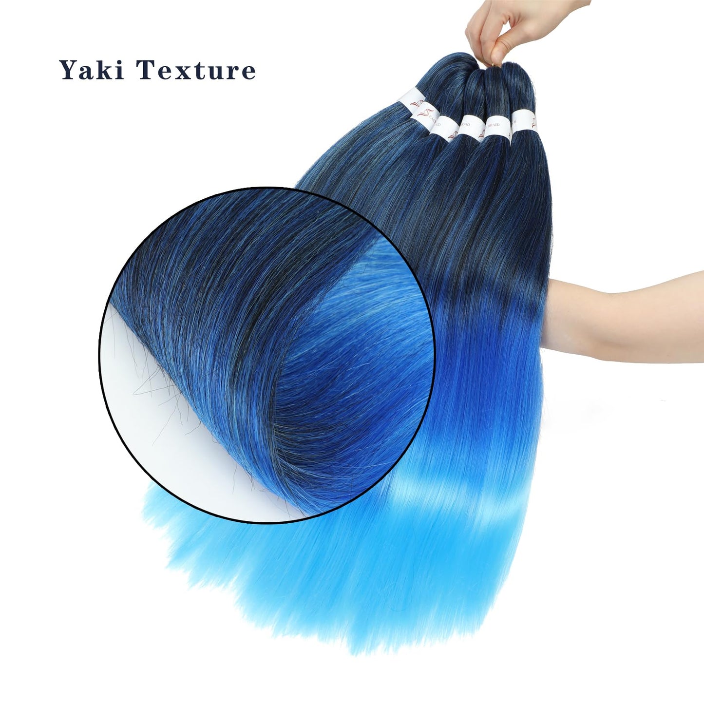 Braiding Hair Pre-Stretched Braiding Hair - Ombre PreStretched Braiding Hair Colored Hair Extensions for Braids Crochet Hair For Black Women (26 Inch(8Packs), 1B/Dark Blue/Light Blue)