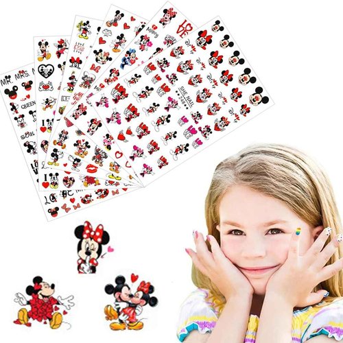 Cute Nail Art Stickers 6 Sheets - 3D Self Adhesive Cartoon Nail Decals for Valentine's Day - Heart Kawaii Charms for Women Girls - Nail Decoration Supplies