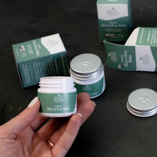 Earth Mama Organic Skin & Scar Balm |C-Section Recovery Skin Care, Pregnancy Stretch Mark Scar Cream with Organic Jojoba Oil, Tamanu Oil & Gotu Kola (2-Pack)
