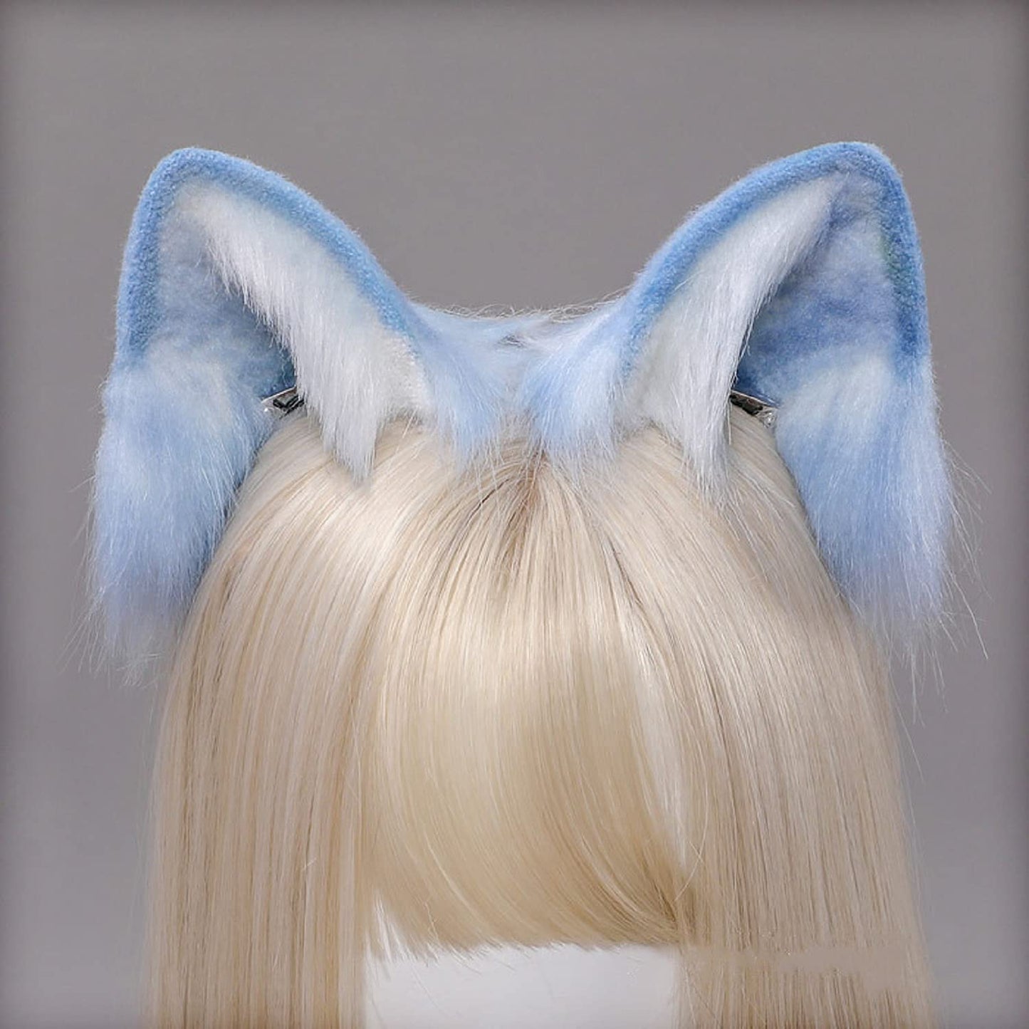 Fxaelian Cosplay Fox Wolf Bear Cat Dog Ears Headband Hairband Hair Clips Halloween Costume Party Headpiece Headwear Hair Accessories Blue