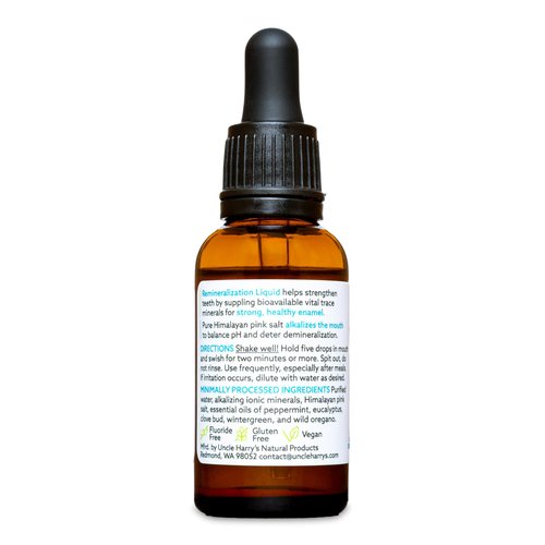 Uncle Harry's Natural & Fluoride-Free Remineralization Liquid for Tooth Enamel - Freshens Breath & Strengthens Teeth (2 Pack, 1 oz.)