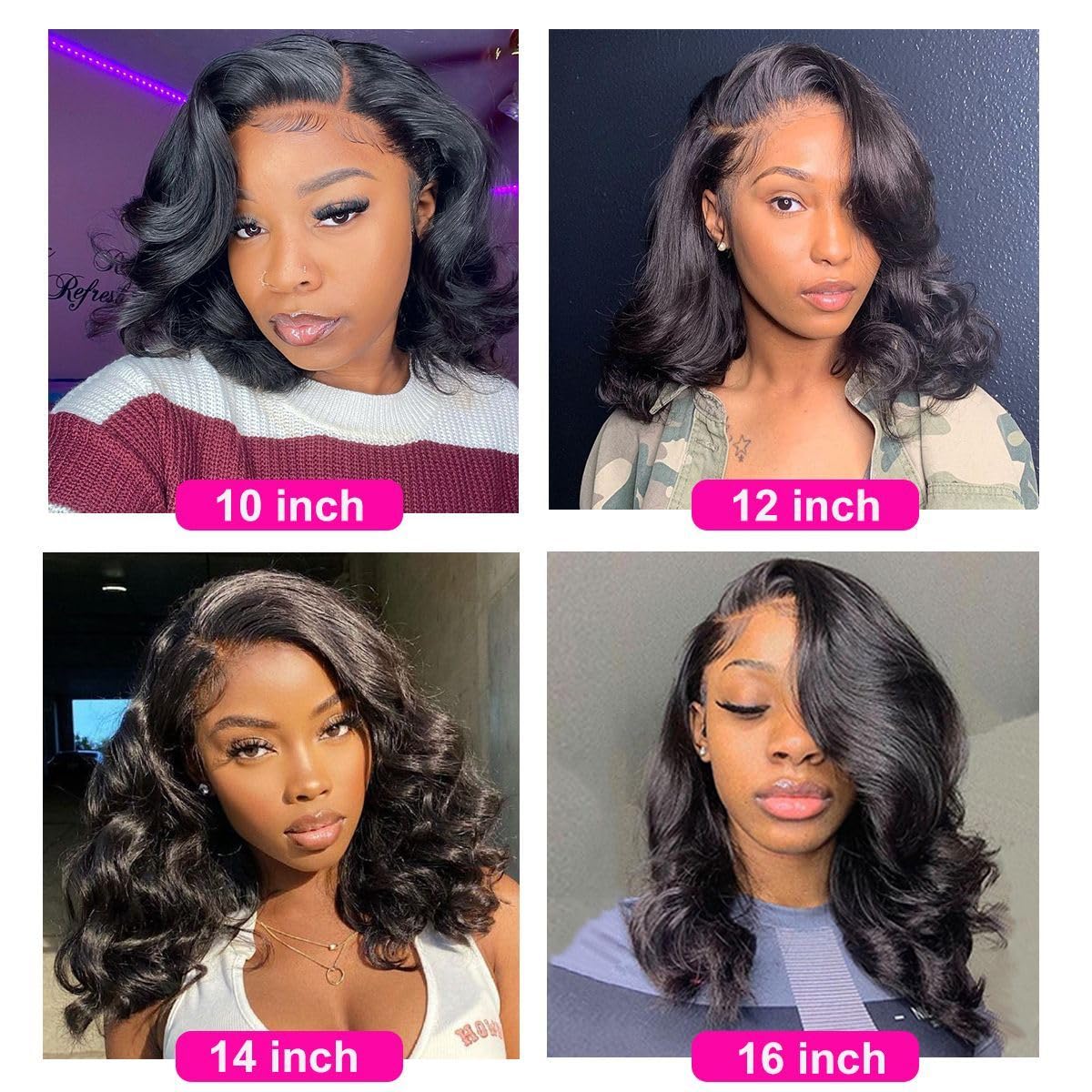 13 x 4 Lace Frontal Closure Body Wave Ear to Ear HD Lace Frontal Pre Plucked 10 Inch Body Wave Human Hair Frontal Closures Free Part 150% Density Natural Black Color