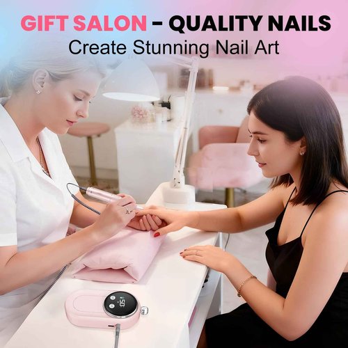 FLORAVIC Nail Drill Professional, 50000RPM Rechargeable Cordless Electric Nail Kit with Bits & Anti-Slip Pad, Portable for Acrylic/Gel Removal & Faster Shaping, Manicure & Pedicure at Home or Salon
