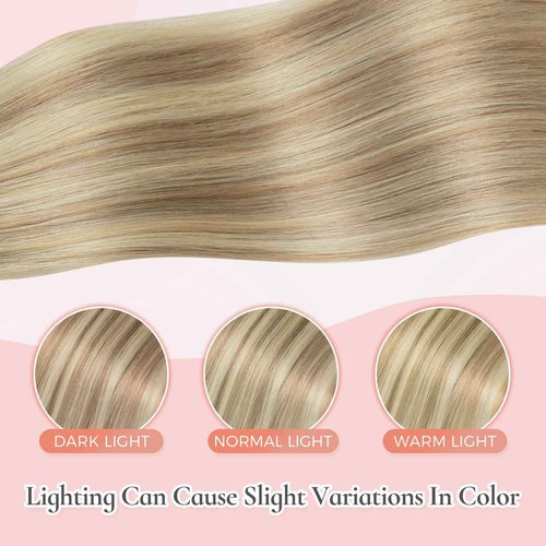 MEI YUAN LIN Clip In Hair Extensions Real Human Hair #18p613 Ash Blonde Mix Bleach Blonde Highlights Remy Hair Extensions Clip In 16 Inch 5 Pcs 80 G