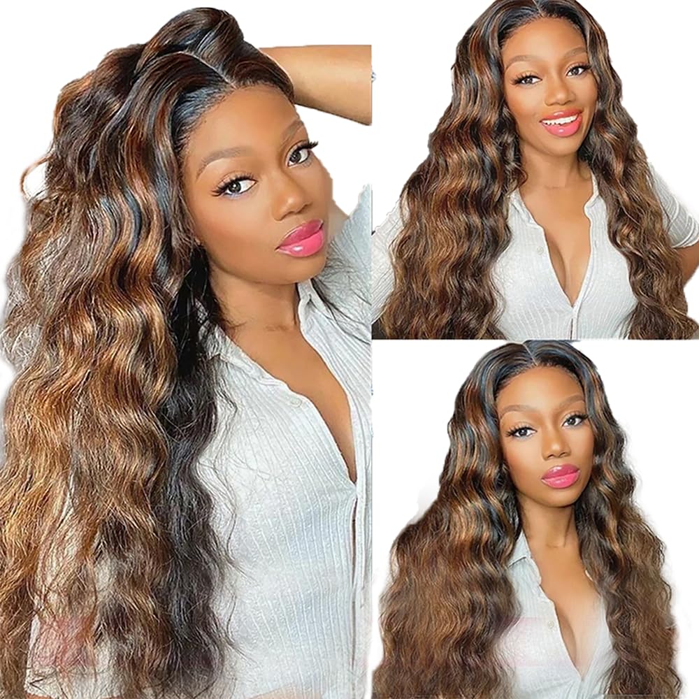 Ombre Human Hair Bundles Light Brown Body Wave Human Hair Bundles P1B/30 Body Wave Bundles Brazilian Unprocessed Virgin Hair 3 Bundles 8 10 12 Inch Highlight Body Wave Bundles