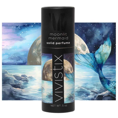 Vivistix Solid Perfume Stick | Moonlit Mermaid scent | Portable, clean, fresh, aquatic travel perfume | Made in the USA | no parabens, phthalates, or preservatives
