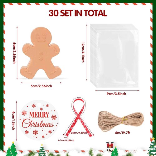 Heigble 90 Pcs Christmas Soap Bars Christmas Gift Bulk with 30 Holiday Glycerin Snowflake Xmas Tree Santa Clause Gingerbread Men Soap 30 Bag 30 Tag for Guest Coworker Bathroom(Brown,Gingerbread)