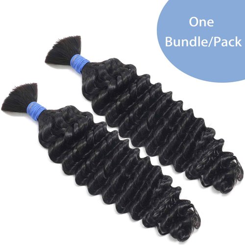 Deep Wave Bulk Human Hair for Braiding No Weft 100g (One Bundles) 100% Unprocessed Brazilian Virgin Human Hair Extensions Human Braiding Hair For Micro Braids Wet And Wavy Curly Deep Bulk 22 inch