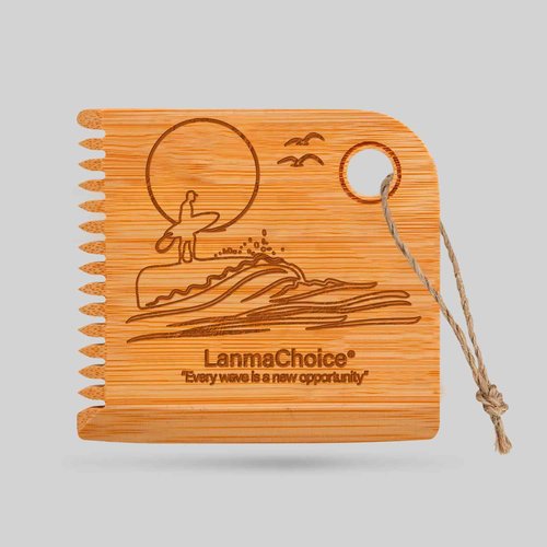 Lanmachoice Surf Wax Comb - Bamboo Surfboard Wax Scraper and Surfboard Wax Remover, Scraper Tool, Wax Comb for Surfboard, Can be Used for Sex Wax,Unique Design with Surfing Pattern