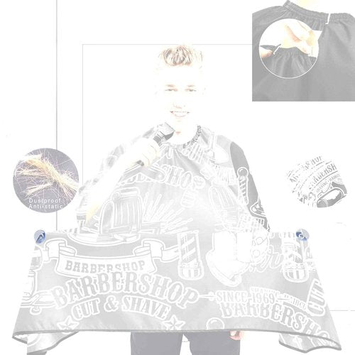 visesunny Barbershop Design Monochrome Style Barber Cape Anti-Static Hair Cutting Cape with Snap Closure Professional Salon Polyester Beard Shaving Bib Water-Resistant Hairdressing Cape Adjustable