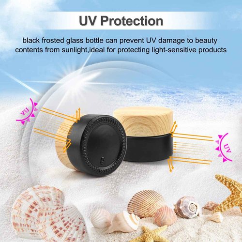 BOSMIOW 12 Pcs 5g Black Frosted Glass Jar Cosmetic Cream Jar Empty Refillable Sample Jars Travel Makeup Container Pot Jar For Cosmetic, Lotion, Cream