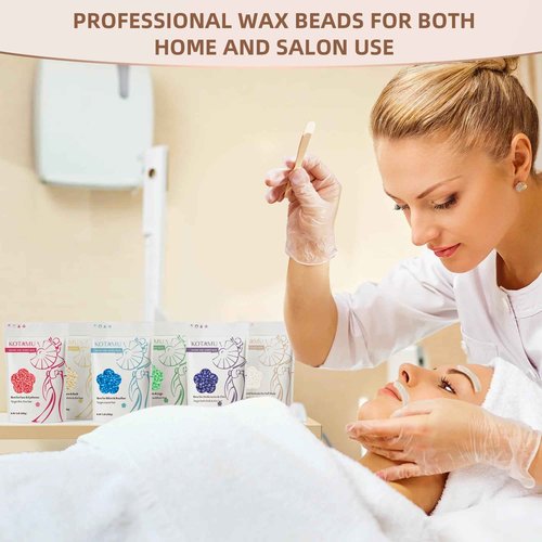 KOTAMU 1lb White Unscented Wax Beads &1lb Cream Hard Wax Beads