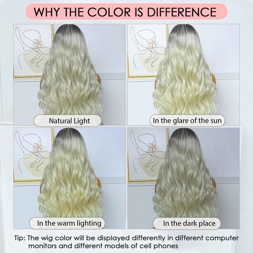 Ruiieea Synthetic Lace Front Wig, 13x4 Lace Front Wig Body wave, Blonde Lace Frontal Wig for Women Glueless Daily Use 26 Inch Black to Blonde