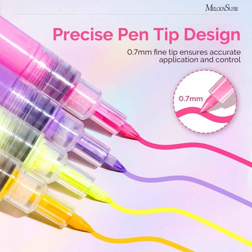 MelodySusie Nail Art Pens Set, 24 Colors 0.7MM Nail Polish Pens for Nail Art, Nail Dotting Tool, Drawing Pen for Nail Design, Manicure Nail Pens for Salon and DIY at Home
