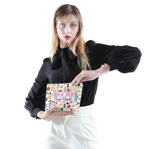 POFULL New York Vacation Gift Trip New York Zipper pouch Travel Cosmetic Bag (Girls Trip New York Cosmetic Bag)