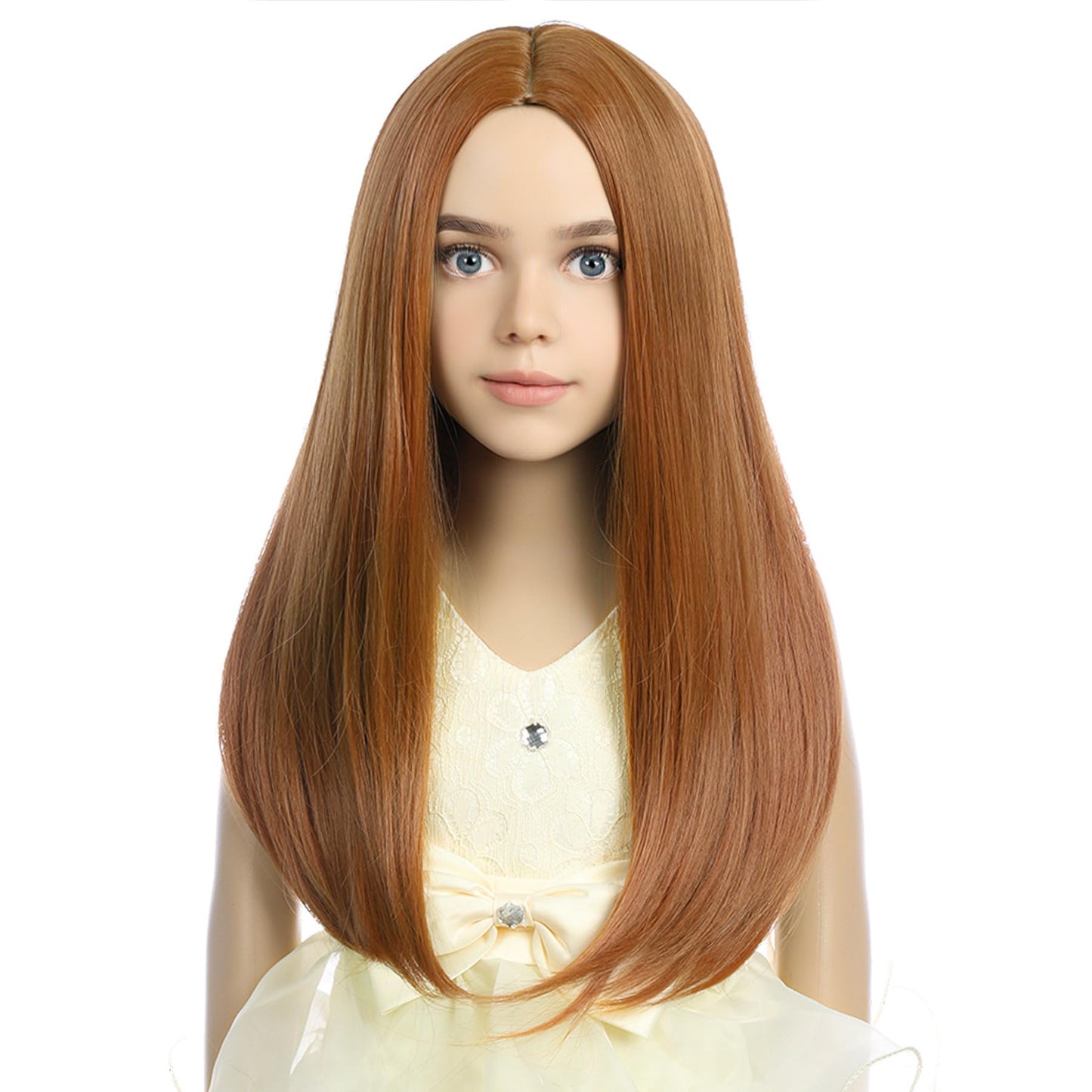 PATTNIUM Orange Wig Kids Long Orange Wig Middle Part Straight Wig for Girls Child Cospplay Daily Wear Heat Resistant Synthetic Wig (Orange)