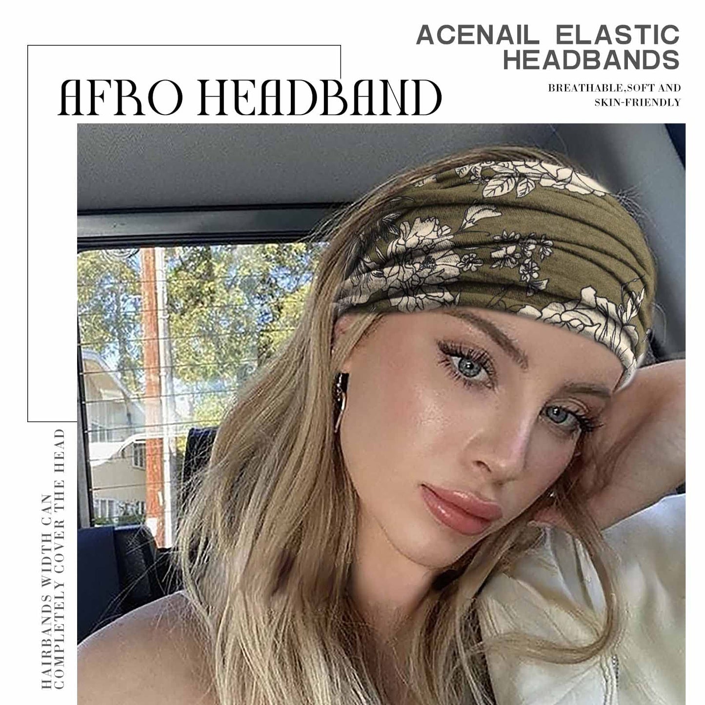 Acenail Wide Headbands Women Turban Knotted Headband Elastic Non Slip Hairbands African Head Bands Cotton Workout Head Wraps Bohemian Head Band Running Sports Hairband Yoga Head Scarfs Boho Hair Accessories for Women and Girls Pack of 4 (#5 Fashion)