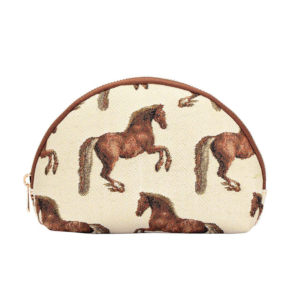 Signare Tapestry Cosmetic Bag Toiletry Makeup Bag for Women With Running Horse Design (COSM-RHOR)