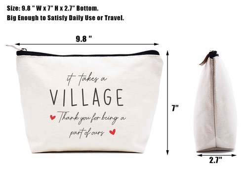 LIBIHUA Coworkers Employee Bosses Teacher Appreciation Gifts Child Care Worker Baby sitter Neighbor Present Makeup Bag Cosmetic Bag Travel Pouch It Takes a Village Thank You for Being a Part of Ours