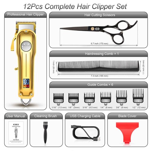 CIICII Hair Cutting Kit with Hair Clippers Set & Hair Cutting Scissors Shears Kit for Home Salon DIY Hairdressing