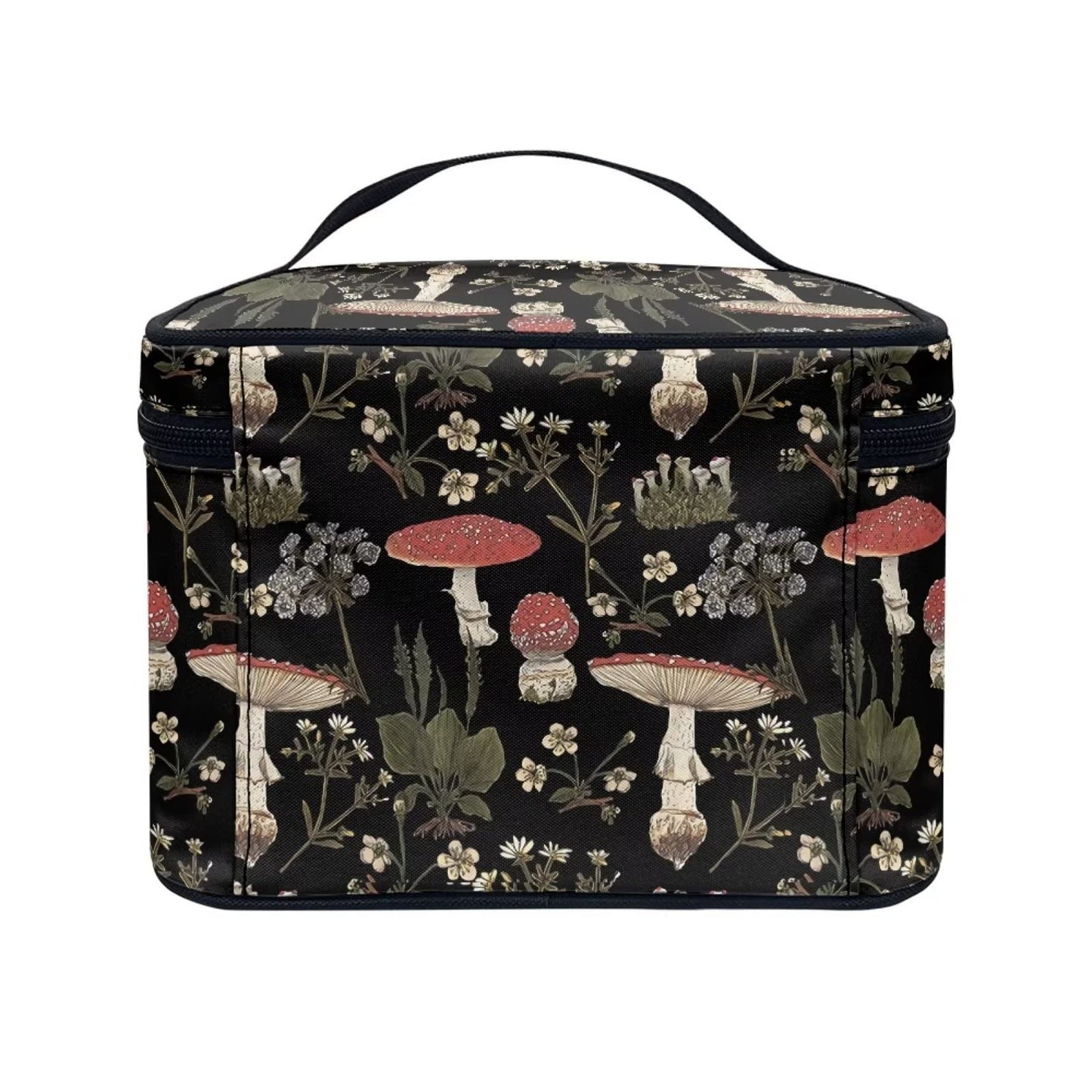 JoyLamoria Brown Mushroom Travel Makeup Bag Cute Brush Bag Toiletry Bag for Women