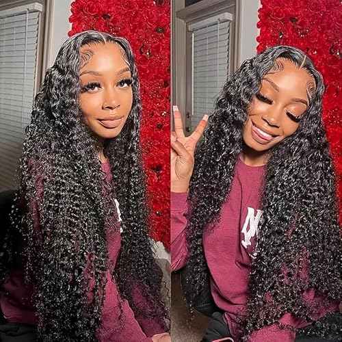 Deep Wave Human Hair Bundles with Closure 20 22 24 with 20inch Unprocessed 10A Deep Wave Bundles Human Hair with 4x4 Lace Closure Natural Color Curly Bundles Human Hair