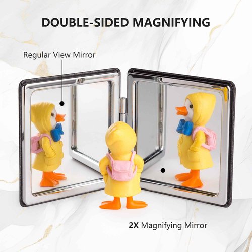 MIRORA Compact Mirror, 1x/2x Magnifying Foldable Cosmetic Mirror, Portable Travel Mirror for Pocket and Purses, Singer Merch Compact Mirror for Fans (Black)