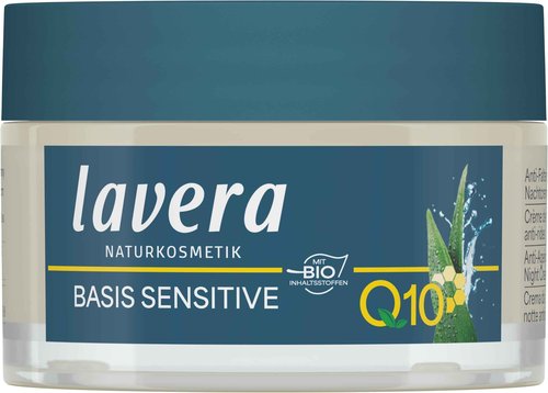 lavera Anti-Aging Night Cream with innovative natural composition of coenzyme Q10, jojoba oil & shea butter to fight wrinkles, fine lines & signs of skin aging while you sleep – 1.7 Oz