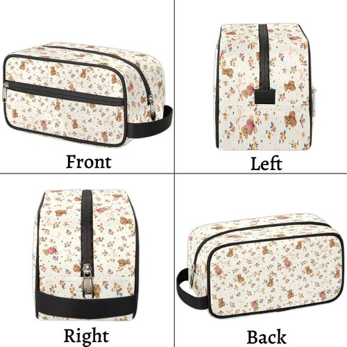 FZDXZJJ Travel Toiletry Bag for Women Girl,Waterproof Lightweight Makeup Cosmetic Bag Organizer with Handle & Zip Pockets Toiletries Bag for Gym,Beach - Cute Bear