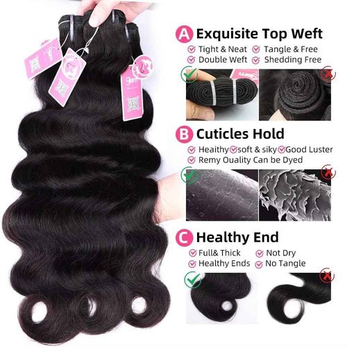 MSGEM 15A Body Wave Bundles Human Hair Brazilian Body Wave Human Hair Weave 1 bundle 18 Inch 100% Unprocessed Virgin Human Hair Extensions for Black Women Natural Color