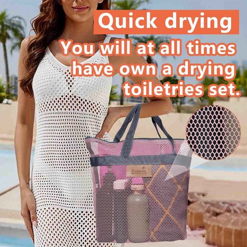 Rotema Mesh Shower Bag with Zipper, 11.8x9.8Inches, Small Pool Bag for Men Women, Gym & Camping Toiletry Essentials (1 pack, pink)