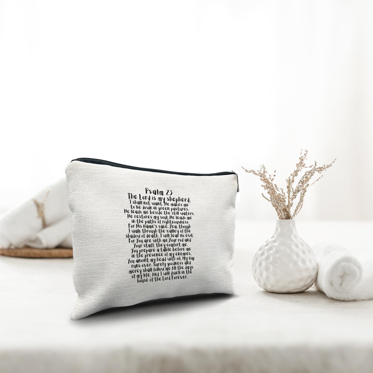 Nogrit PASLM 23 Christian Inspirational Makeup Bag Cosmetic Bags for Women, Christian Gifts for Women Faith, Religious Bible Verse Small Makeup Cosmetic Bag for Purse