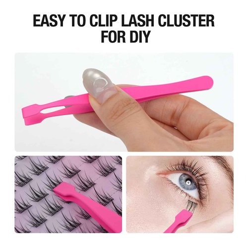 Lash Cluster Tweezers for DIY Individual Eyelash Clusters Tools with Case, Applicator for Mistake-Proof Artificial Lash Placement–Ergonomically Designed Handle Easy for beginner Blunt Design Safe Use