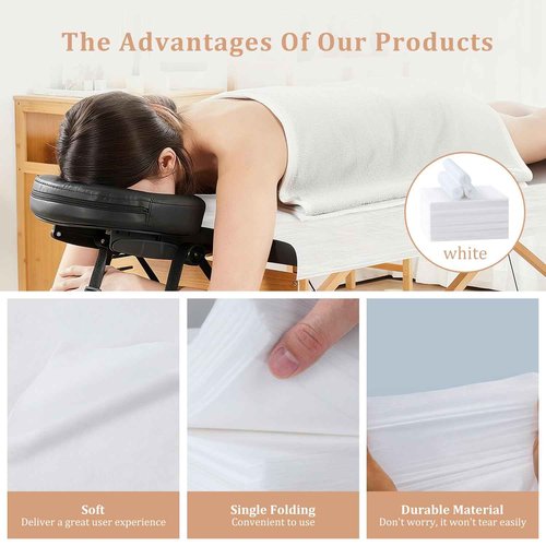 Disposable Bed Sheets 100 Pcs 31" x 71" Breathable Non Woven Fabric - Massage Table Sheets & SPA Bed Cover for Massage, Beauty, Tattoos（white）
