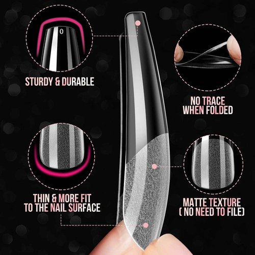 Makartt Acrylic Nail Stand Nail Practice Stand Magnetic Nail Tips Practice Bundle with Makartt 500Pcs Soft Gel Full Cover Nail Tips, Medium Coffin Clear Fake Nail Tips