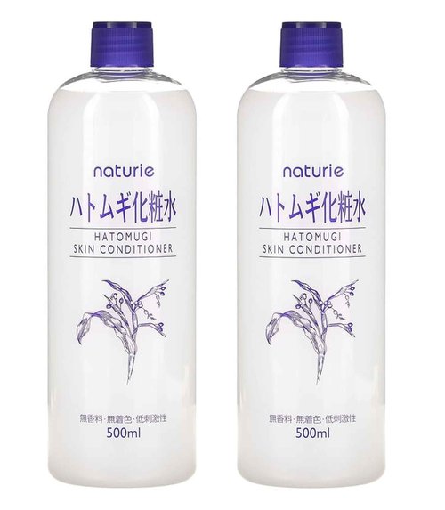 Naturie Adlay (Hatomugi) Skin Conditioner Lotion Toner 500ml Coix Seed Extract 2pack Bundle