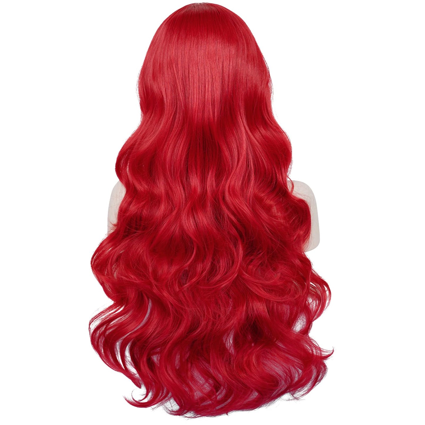 Red Mermaid Wigs for Women, Long Red Body Wave Wig+ Wig Cap for Little Mermaid Costume Halloween Cosplay