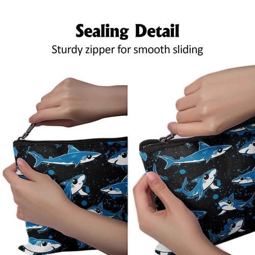 Cafl Underwater World Shark Makeup Bag Shark Toiletry Bag Cosmetic Bag for Women Large Capacity Makeup Bags Travel Toiletry Bag Accessories Organizer 10 * 8in