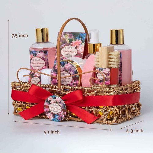 Gifts For Women Gift Basket – 9 Piece Set of ROSE JASMINE Home Spa Set, Friendship Gifts, Shower Care Set - Bath Pampering Package, Bath Gift Set for Her, Mom, Mothers Day,Christmas Gift for Women
