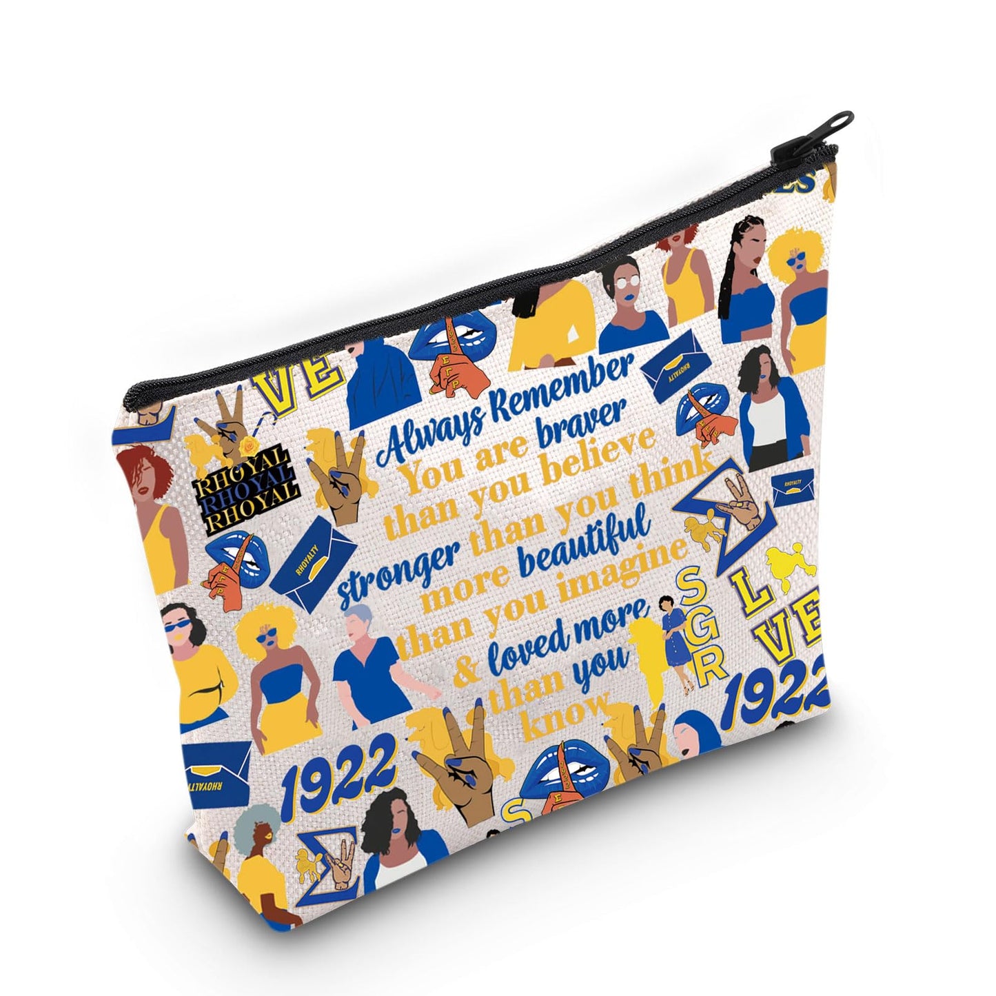 LEVLO Sorority Cosmetic Make up Bag 1922 Sorority Gift You Are Braver Stronger Smarter Than You Think Makeup Zipper Pouch Bag (1922 Bag)