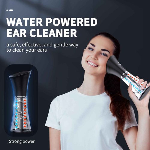 Oleswer Ear Wax Removal Kit,Ear Cleaner, Electric Ear Cleaning Kit, 2in1 Water Tank, 4 Pressure Settings - Ear Irrigation Flushing System With Water Temperture Sensor,Ear Syringe Kit Tools for Ear Clean,Black