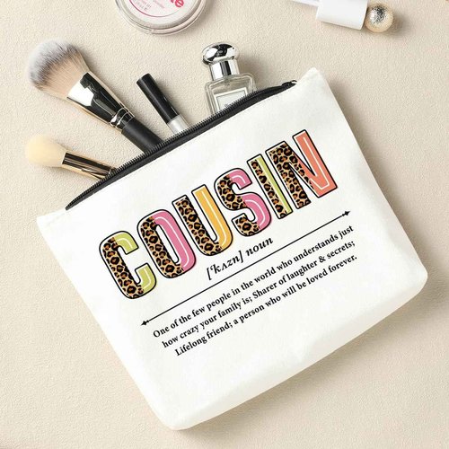 Cousin Makeup Bag - Cosmetic Bag for Women, Best Friend, Sister Gifts - Long Distance Relationship, Birthday, Wedding, Graduation Gift