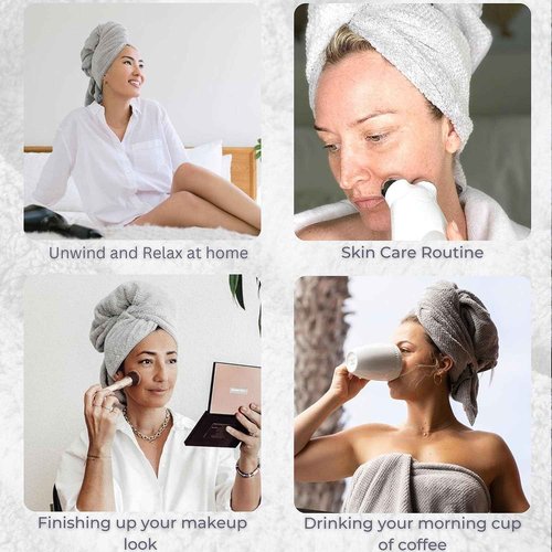 VOLO Hero Hair Towel | Ultra Soft, Super Absorbent, Quick Drying Nanoweave Fabric | Reduce Dry Time by 50% | Towel Wrap for All Hair Types | Reusable Packaging (Salt White - Reusable Tote)