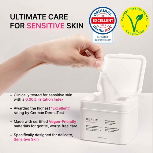 Healic Toning Active Pad – Dual-Textured Toner Pads for Brightening, Hydrating, and Soothing with Tranexamic Acid & Hyaluronic Acid – Gentle for Sensitive Skin, Korean Skin Care, Vegan, 70 Pads