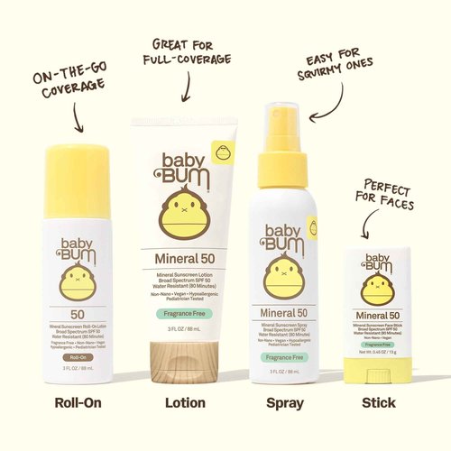 Sun Bum Baby Bum Spf 50 Sunscreen Face Stick and Lotion Mineral Uva/uvb Face and Body Protection for Sensitive Skin Fragrance Free Travel Size