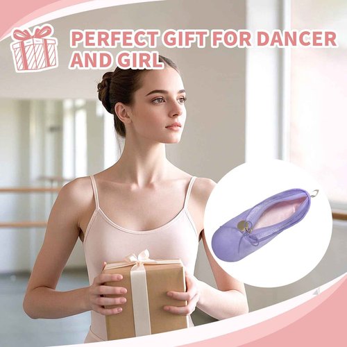 WKLOUYHE Ballet Shoe Makeup Bag Ballet Slipper Pouch Mini Makeup Bag Dancers Gifts Dance Bag for Girls (Purple)